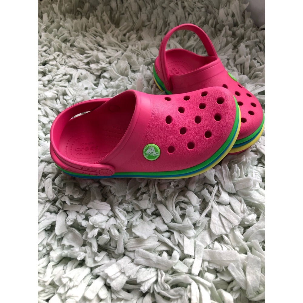 Kids’ crocband rainbow band crocs